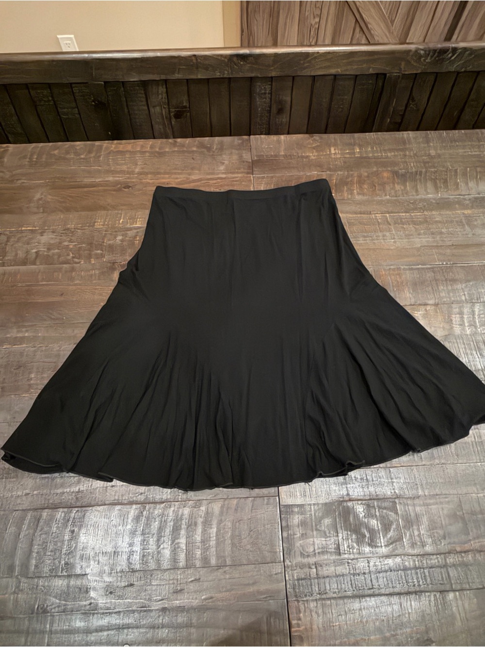 Papa Vancouver Black Bamboo A-Line Flared Midi Skirt Size L